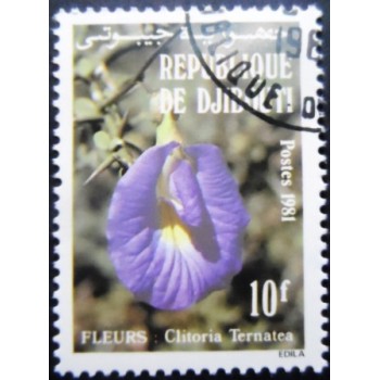 Selo postal de Djibouti de 1981 Clitoria ternatea