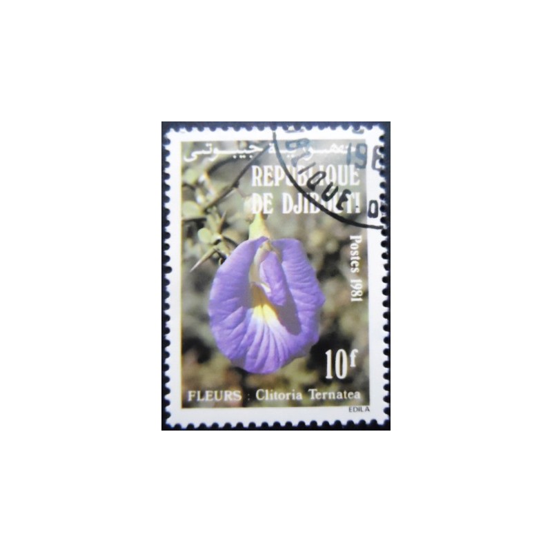 Selo postal de Djibouti de 1981 Clitoria ternatea