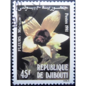 Selo postal de Djibouti de 1981 Abelmoschus manihot