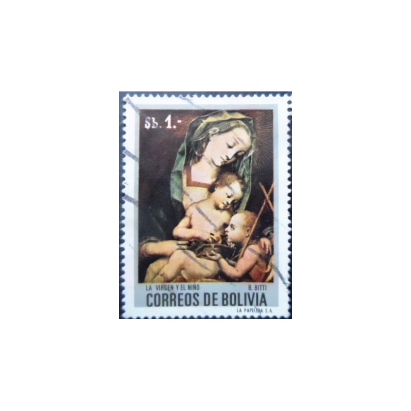 Selo postal da Bolívia de 1972 Madonna and Child