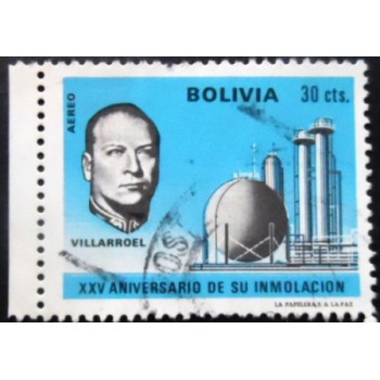 Selo postal da Bolívia de 1971 Gualberto Villarroel