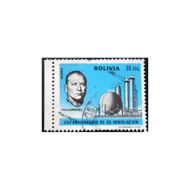 Selo postal da Bolívia de 1971 Gualberto Villarroel