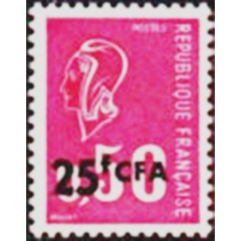 Selo postal de Reunion de 1971 Marianne de Béquet surcharged