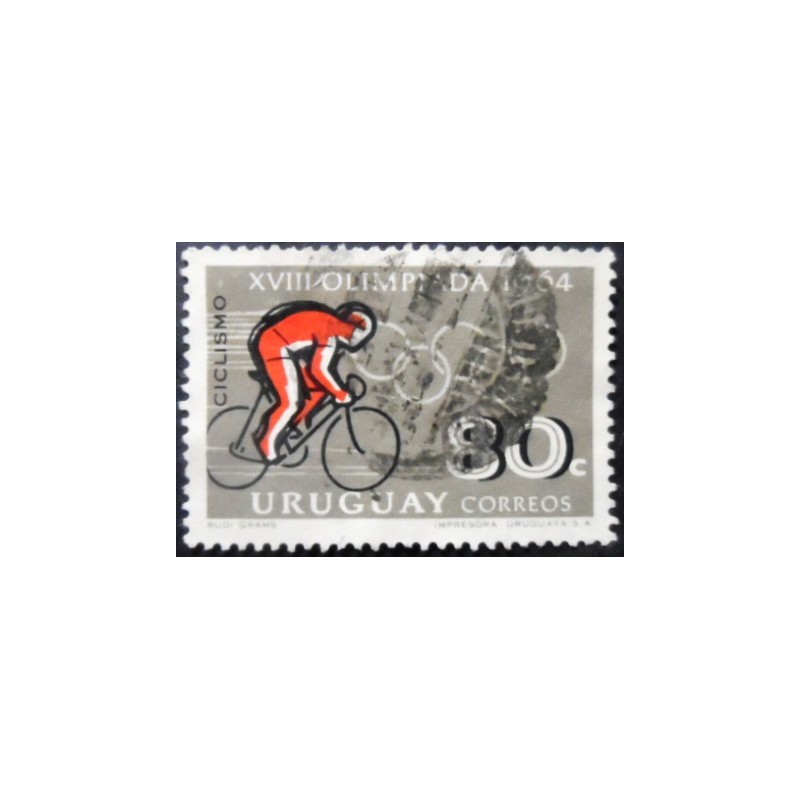 Selo postal do Uruguai de 1965 Cycling