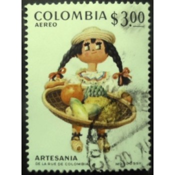 Imagem similar à do selo postal da Colômbia de 1972 Fruit vendor