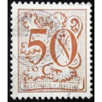 Selo postal da Bélgica de 1982 Number on Heraldic Lion and pennant