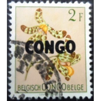 Selo postal do Congo Belga de 1960 Ansellia africana overprinted CONGO