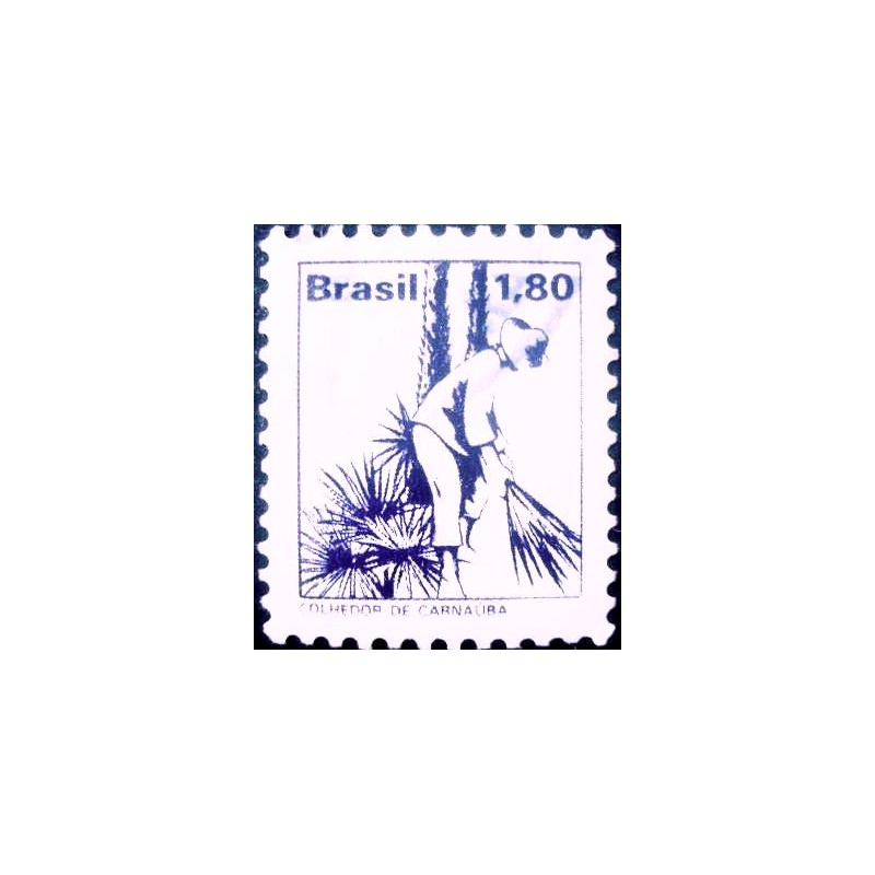 Selo postal do Brasil de 1979 Colhedor de Carnaúba U