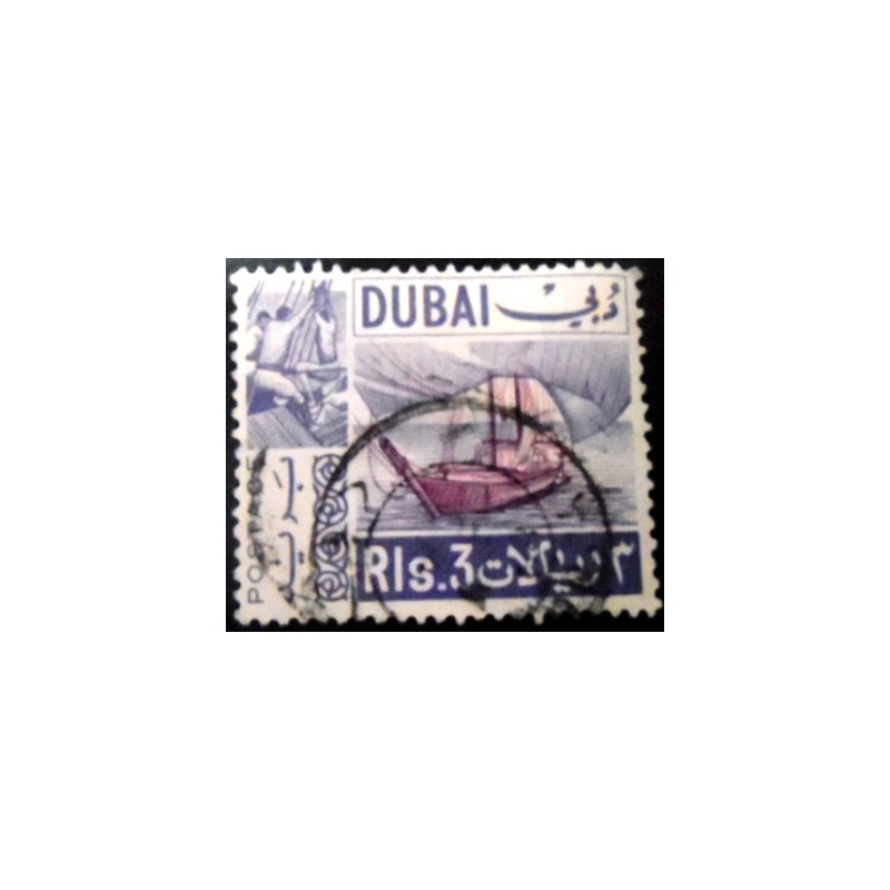 Selo postal de Dubai de 1967 Arabic Dhow