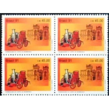 Quadra de selos postais do Brasil de 1991 Corpo de Bombeiros  M