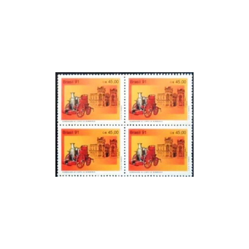 Quadra de selos postais do Brasil de 1991 Corpo de Bombeiros  M