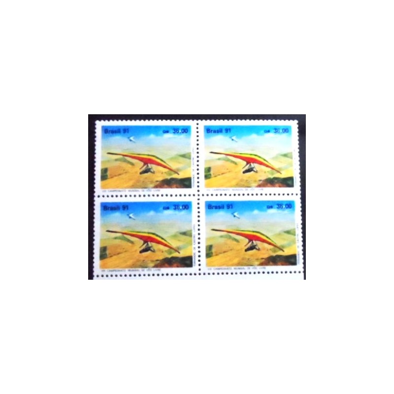 Quadra de selos postais do Brasil de 1991 Mundial de Voo Livre M
