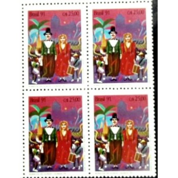 Quadra de selos postais de 1991 Bonecos de Olinda M