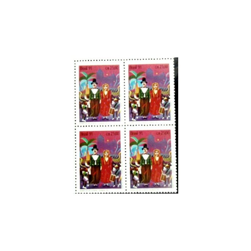 Quadra de selos postais de 1991 Bonecos de Olinda M