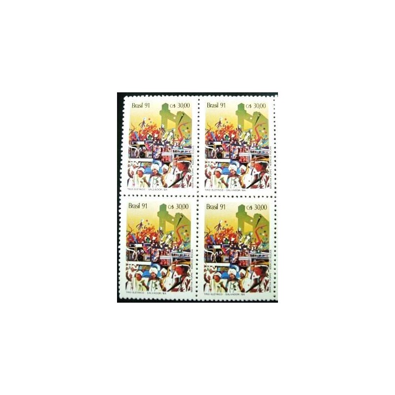Quadra de selos postais do Brasil de 1980 Trio Elétrico M