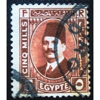 Imagem similar à do selo postal do Egito de 1927 King Fuad I 5 U