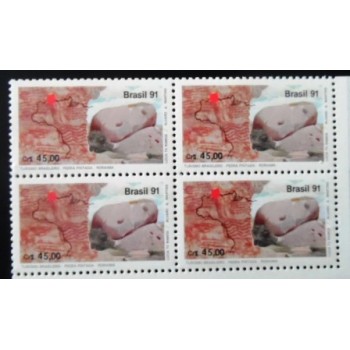 Quadra de selos postais do Brasil de 1991 - Pedra Pintada M