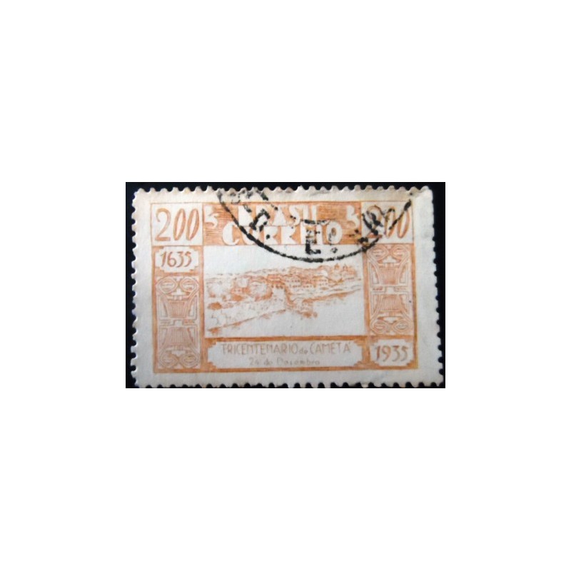 Imagem similar à do selo postal do Brasil de 1936 - Tricentenário Cametá 200 U