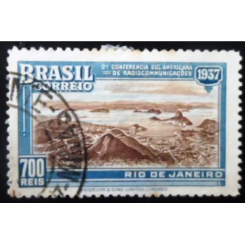 Imagem similar à do selo postal do Brasil de 1937 Radiocomunicações 700