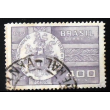 Imagem similar à do selo postal do Brasil de 1938 - Centenário de Olinda U