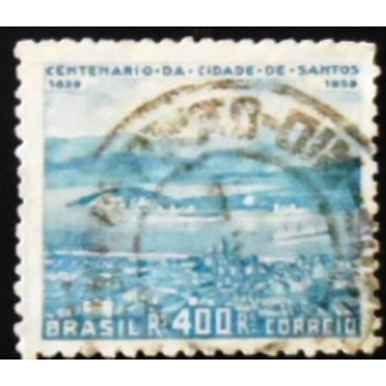 Imagem similar à do selo postal do Brasil de 1939 -Centenário de Santos U