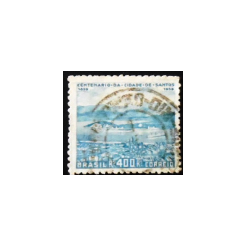 Imagem similar à do selo postal do Brasil de 1939 -Centenário de Santos U