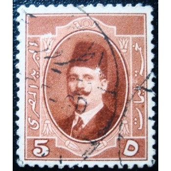 Imagem similar à do selo postal do Egito de 1927 - King Fuad I 5 U