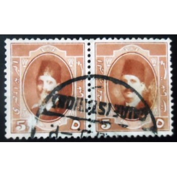 Par de selos postais do Egito de 1923 King Fuad I