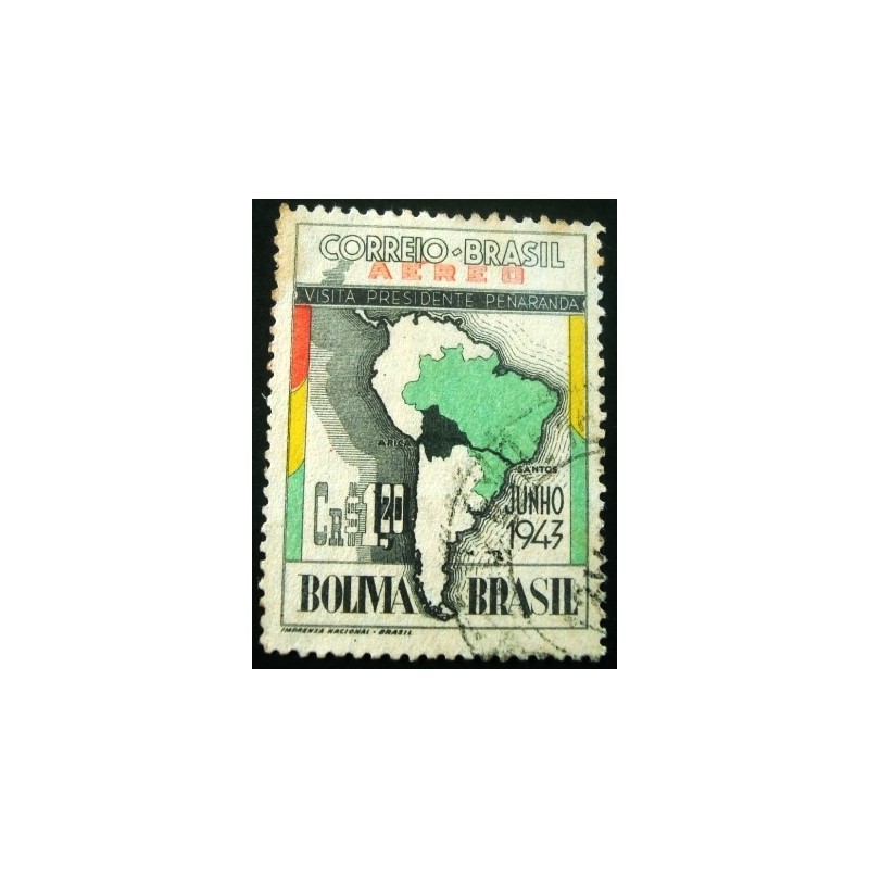 Imagem similar à do selo postal Aéreo do Brasil de 1947 Penaranda da Bolívia - A 47