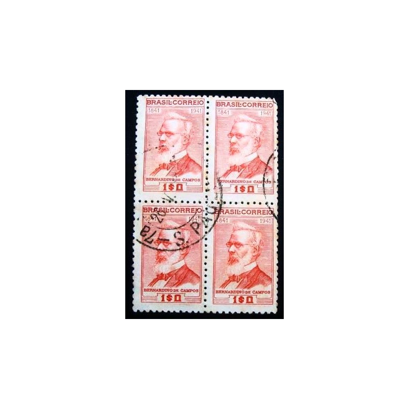 Quadra de selos do Brasil de 1942 Bernardino de Campos U