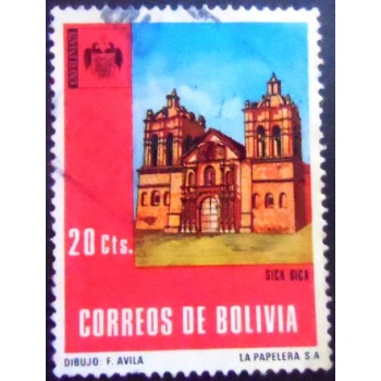 Selo postal da Bolívia de 1971 Cathedral Sica Sica