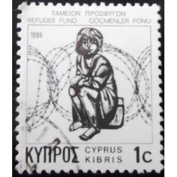 Imagem similar á do selo postal do Chipre de 1988 Refugee Fund Tax