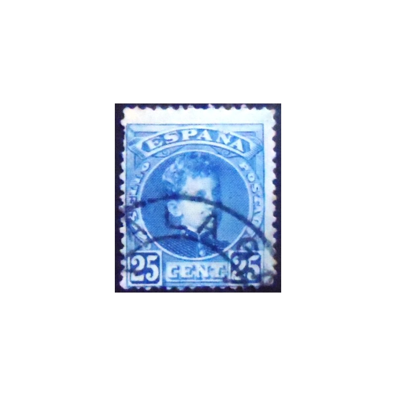 Imagem do selo postal da Espanha de 1901 King Alfonso XIII 25 U