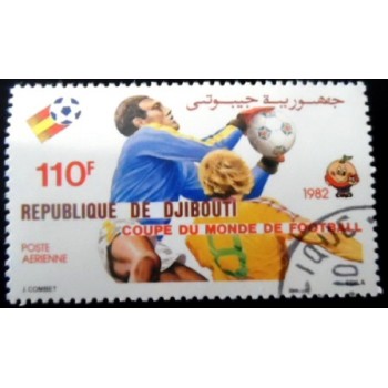 Selo postal do Djibouti de 1982 Soccer Player