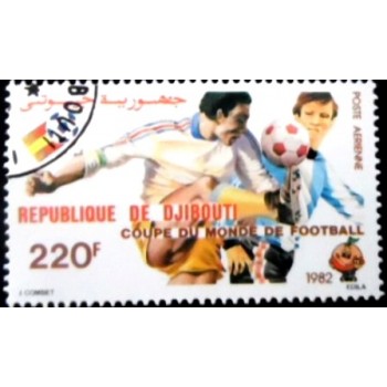 Selo postal do Djibouti de 1982 Soccer Player 220