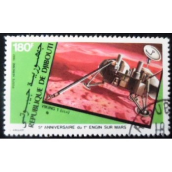 Selo postal do Djibouti de 1982 Viking 1 Mars Landing