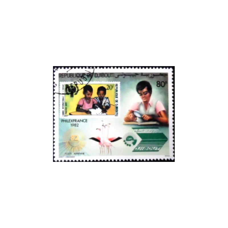 Selo postal do Djibouti de 1982 Children stamp collecting