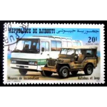 Selo postal do Djibouti de 1982 Bus and Jeep