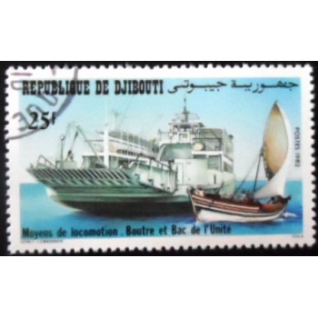 Selo postal do Djibouti de 1982 Dhow and ferry