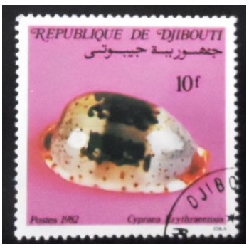 Selo postal do Djibouti de 1982 Red Sea Cowry U