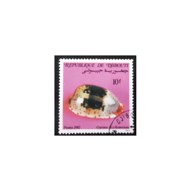 Selo postal do Djibouti de 1982 Red Sea Cowry U