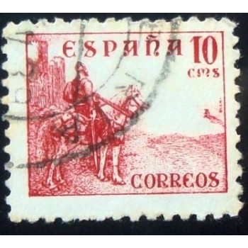 Selo postal da Espanha de 1940 El Cid 10 cms III