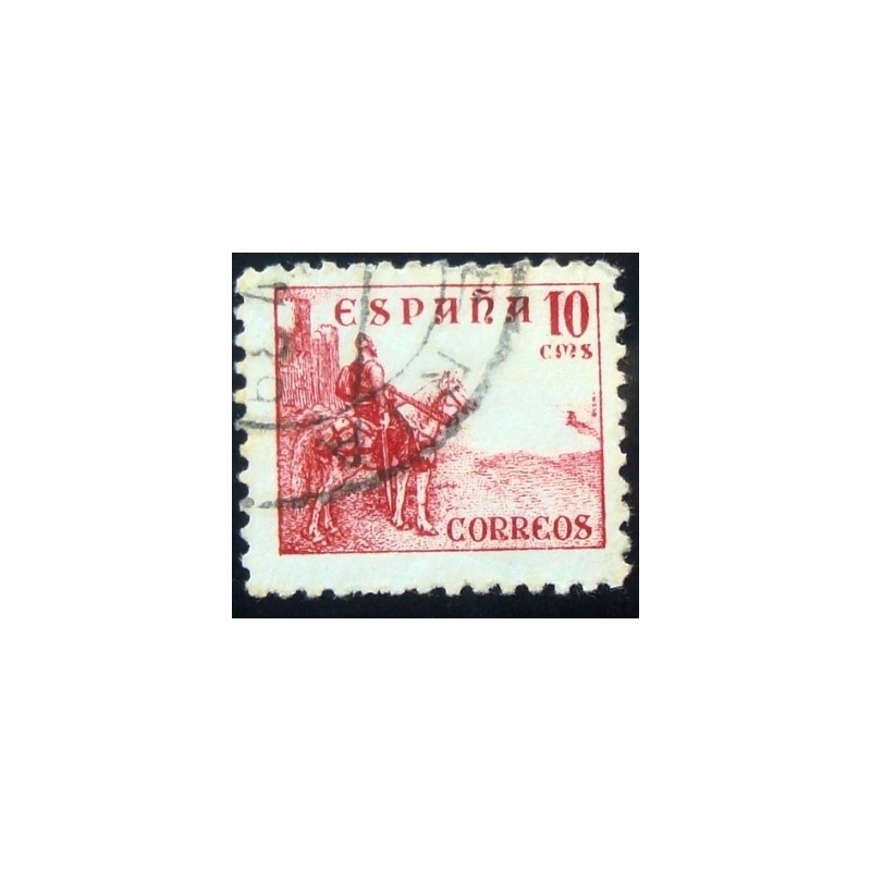 Selo postal da Espanha de 1940 El Cid 10 cms III