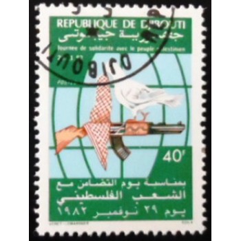 Selo postal do Djibouti de 1982 Weapon and Dove