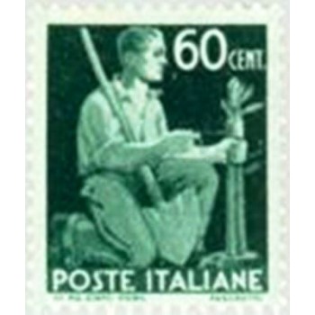 Selo postal da Itália de 1945 Gardener Tying Sapling to Stake 60