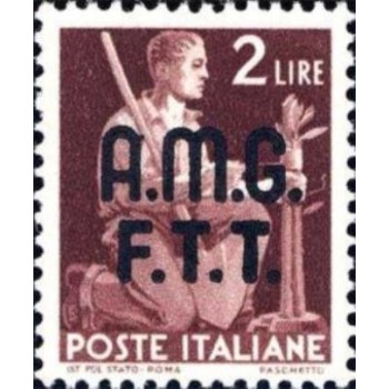 Selo postal da Itália-Trieste  de 1947 Farmer Grafting a Sapling 2