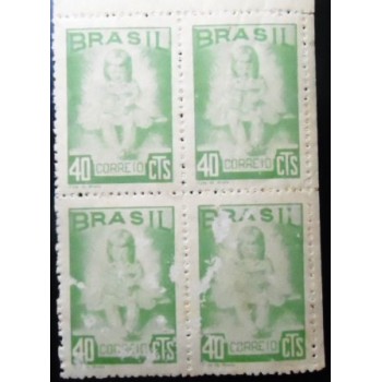 Quadra de selos postais do Brasil de 1948 Campanha da Criança N
