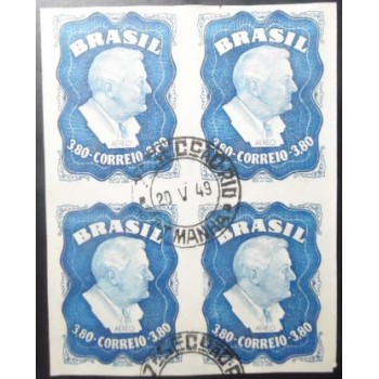Quadra de selos postais do Brasil de 1949 Franklin D. Roosevelt