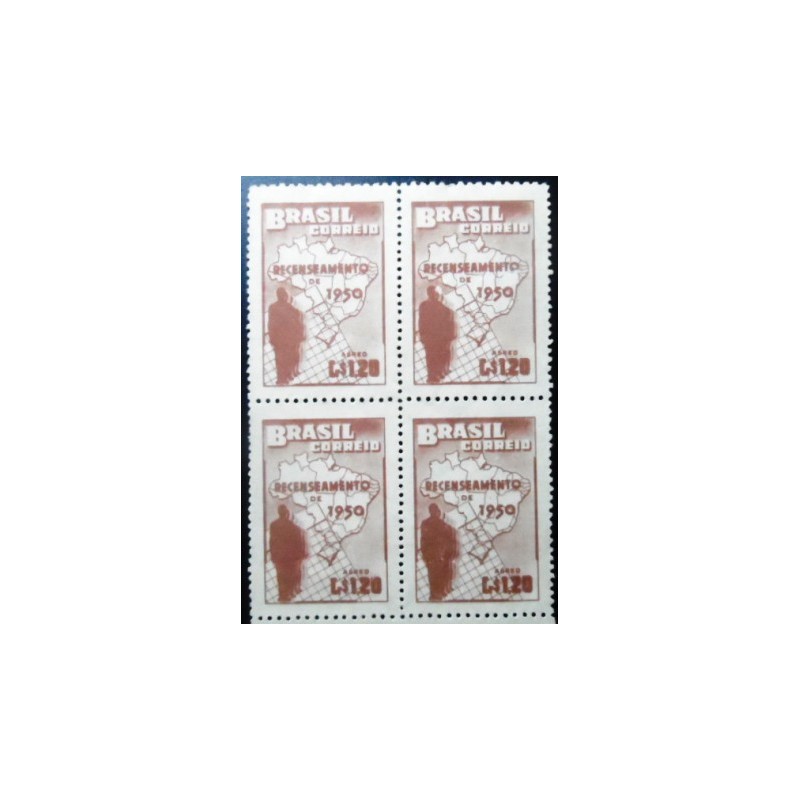 Quadra de selos postais do Brasil de 1950 Recenseamento N