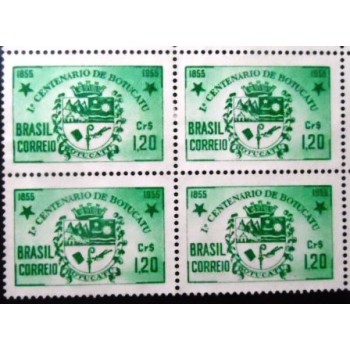 Quadra de selos postais de 1955 - Centenário de Botucatu N